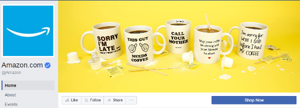Amazon.com has 27 million likes and some nifty cups with funny inscriptions on its February cover