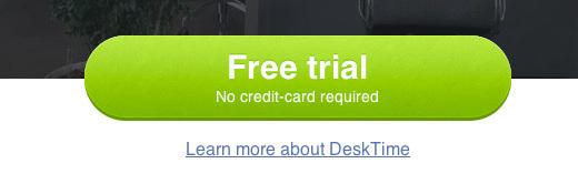 In this example, the main text on the button is written in a large font: "Free Trial". The fine print specifies that a credit card is not needed. This move negates the client's fear of spending money on an unfamiliar product.