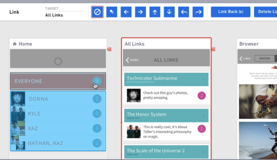 The process of creating a prototype in Flinto for Mac